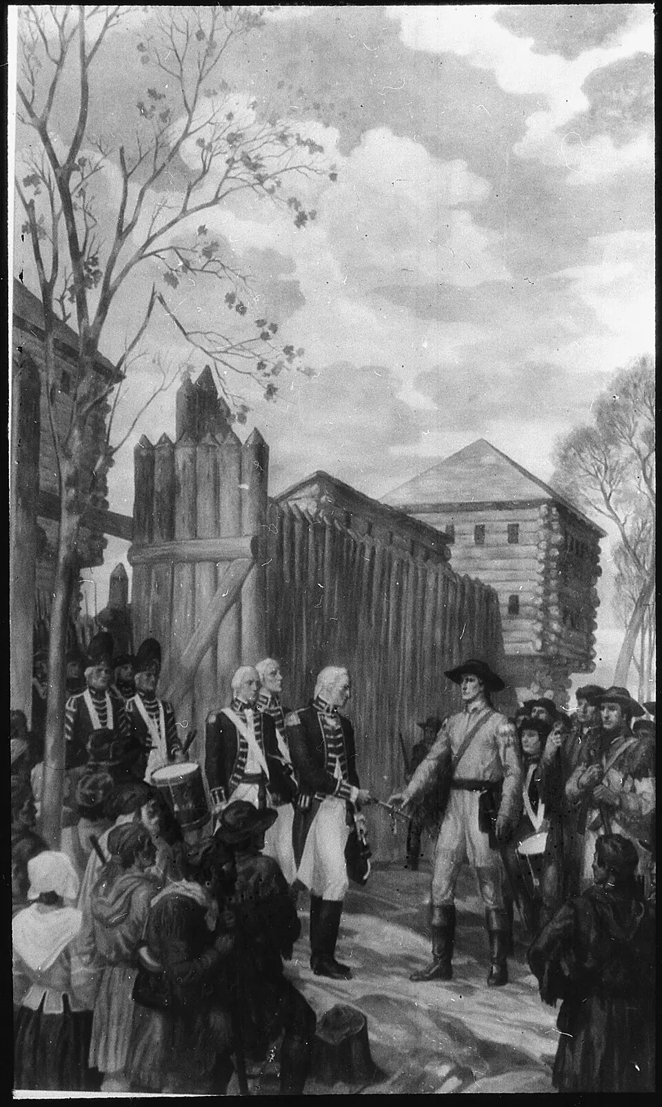 Clark accepting British surrender at Fort Sackville