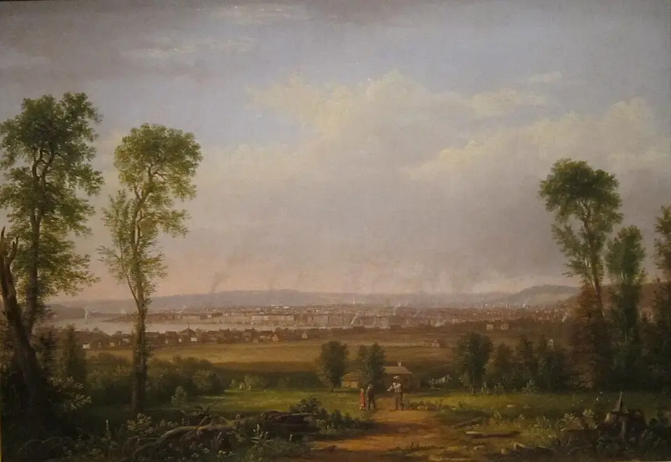 Looking across the Ohio River from Kentucky to the free state of Ohio, around 1851