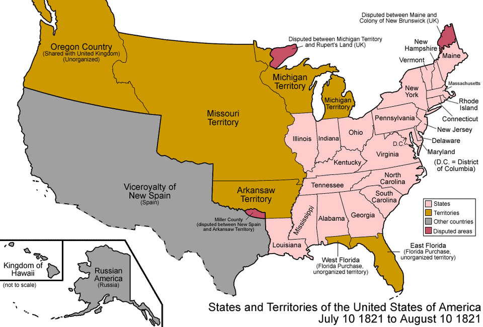 United States territorial map 1821